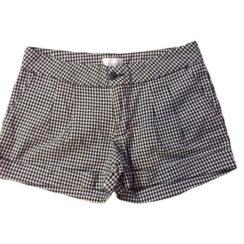 Xhilaration Shorts Juniors 11 Used Black Gingham Light Pleated